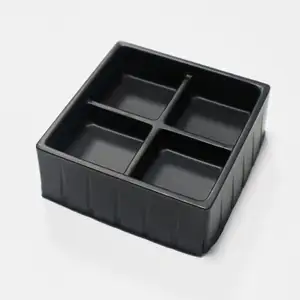 Kunden spezifische schwarze quadratische 4-Kavitäten-Einweg-Kunststoff-Schokoladenblister-Kunststoffeinsatzschale für Geschenk box
