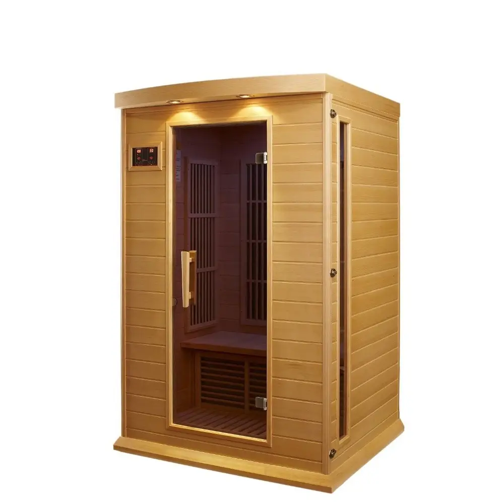 2 personas capacidad y cedro madera maciza madera tipo infrarrojo sauna de vapor