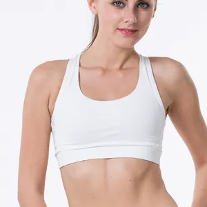 Bianco personalizzato sexy di sport del reggiseno di sport a buon mercato abbigliamento made in china elementi essenziali da ginnastica di sport reggiseno sexy in esecuzione top di yoga del reggiseno