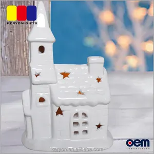 Forma de la casa vela 10hrs blanco candelabro de cerámica