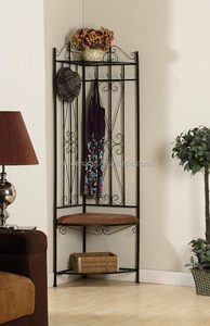 <span class=keywords><strong>Appendiabiti</strong></span> <span class=keywords><strong>ad</strong></span> <span class=keywords><strong>Angolo</strong></span> in Metallo Nero con Ripiano per Ingresso e Corridoio - Product Image 2