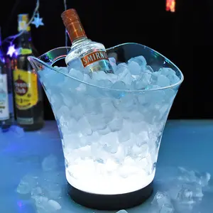 Saco de gelo elétrico recarregável de plástico acrílico transparente led de alumínio para festa, personalizado, 5.5 litros