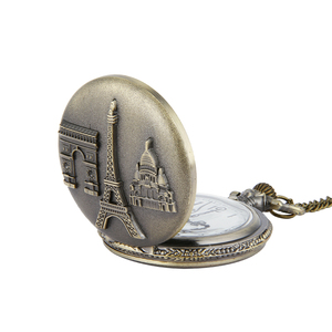 Toptan antika kuvars <span class=keywords><strong>Mirage</strong></span> Vintage İki köprü Paris kulesi zincir cep saati - Product Image 2