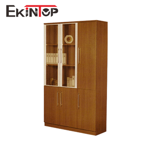 Ekintop العتيقة الصينية الرخيصة المنزل مكتبة 3 باب خزانة أثاث المكاتب الخشب خزانة كتب رفوف مع طاولة للدراسة - Product Image 3