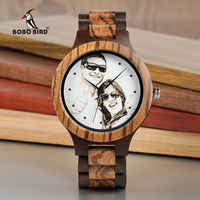 Montre en bois et bambou à quartz, personnalisable avec logo, édition limitée, tendance, impression UV, haute qualité