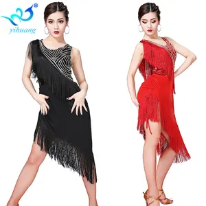 2019 Nuove Donne di Arrivi Professionale Del Vestito Da Ballo Latino Femminile di Paillettes Nappa Prestazioni di Danza Gonne Flapper Costumi Del Partito