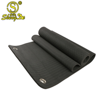 Tapis de Yoga en TPE Noir Épais, Écologique, Durable et Antidérapant avec Œillets, Imprimé Personnalisé pour Salle de Sport et Studio