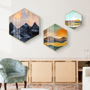 Pittura astratta moderna di <span class=keywords><strong>vetro</strong></span> della decorazione della parete dell'hotel <span class=keywords><strong>con</strong></span> la struttura della pittura di alluminio - Product Image 1