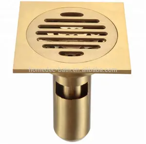 Gold plated brass bathroom deodorant concrete floor drain 10x10 cm