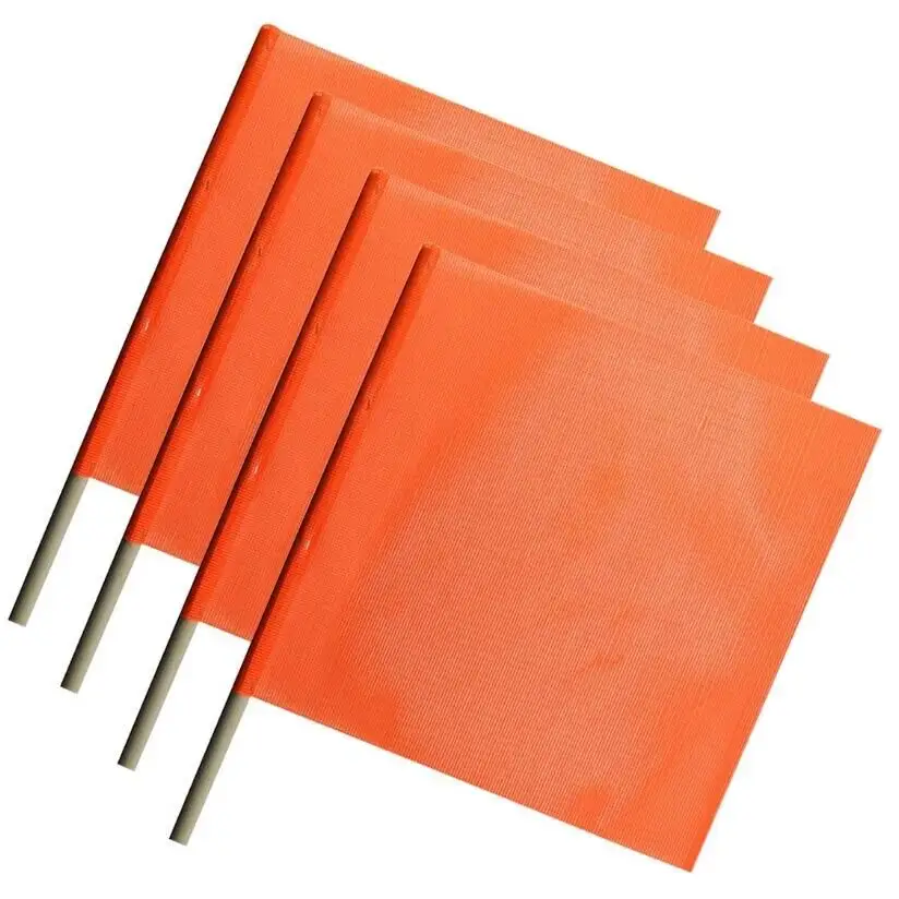 Drapeau en bois orange pvc avec imprimé personnalisé épaisseur de 0.36mm, poteau en bois, marqueur de sécurité de construction