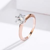 Bague en argent Sterling 925 pour femme, bague avec Zircon plaqué or Rose, attraction romantique