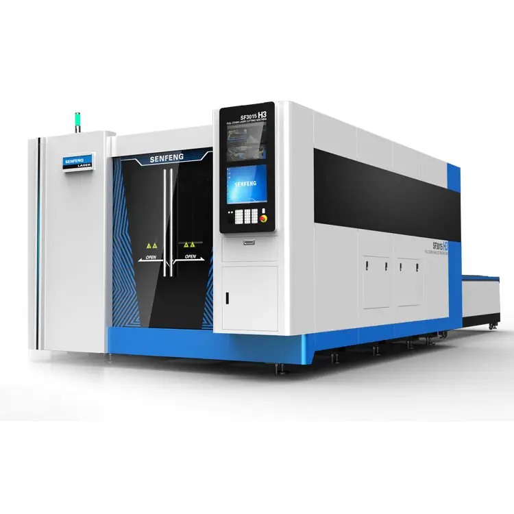 Senfeng 3KW 4KW 6KW Fiber Laser Metalen Snijmachine Met Anti-Straling Glas En Volledige Cover