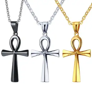 Religion Ägyptischen Ankh Kruzifix Halsketten & Anhänger Edelstahl Symbol des Lebens Kreuz Halskette Schmuck Geschenk