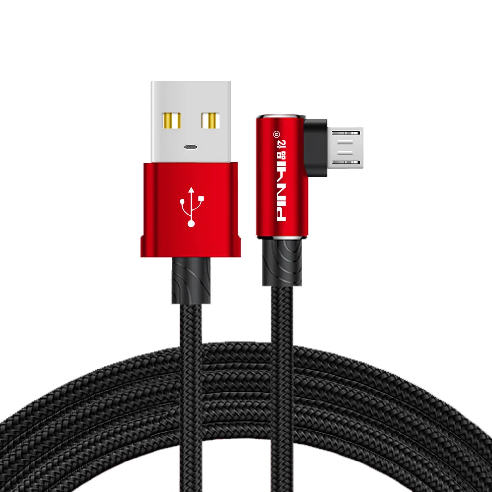 Kabel Data USB Mikro Sudut Kanan 90 Derajat, Kabel Data Usb Siku untuk Ponsel 1M