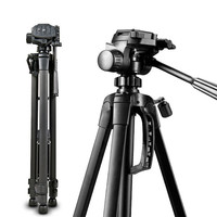 Trépied professionnel WF-3520 noir pour appareil photo et caméscope, téléphone portable et vidéo avec tête de poignée et extenseur de trépied pour photo