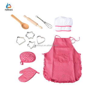 11 pièces costumes de cosplay pour enfants, enfants de 3 à <span class=keywords><strong>7</strong></span> <span class=keywords><strong>ans</strong></span> tablier cuisine jeu de rôle ensemble de jouets - Product Image 1