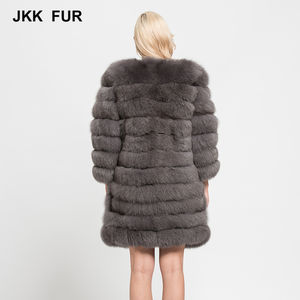 11 Rangées Hiver Chaud Réel Fox Fourrure Manteaux Longs Femmes de Haute Qualité Survêtement Véritable Fourrure Veste Pardessus - Product Image 5