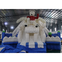 Jouets gonflables géants de l'eau, Commercia gonflable glace neige monde équipement de parc aquatique avec toboggan et piscine pour terrains extérieurs