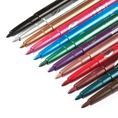 איפור קבוע עיפרון אייליינר kajal אייליינר 6 צבעים לאורך זמן קל שימוש מברשת אייליינר עט