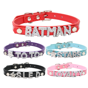 Nieuwe Ontwerp Duurzaam Verstelbare DIY Brief Lederen <span class=keywords><strong>Spiked</strong></span> Halsband voor Hond Lood - Product Image 2