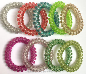 Paillettes De haute Qualité En <span class=keywords><strong>Spirale</strong></span> En <span class=keywords><strong>Plastique</strong></span> Bandes De <span class=keywords><strong>Cheveux</strong></span> Bébé Filles Queue De Cheval Élastique Bobbles Bande - Product Image 4