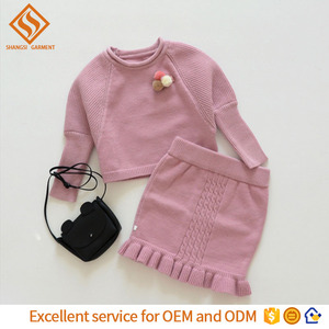 de Invierno últimas patrones que hacen punto <span class=keywords><strong>el</strong></span> suéter de los niños, muchachas de la manga larga de dos piezas suéter vestido - Product Image 1