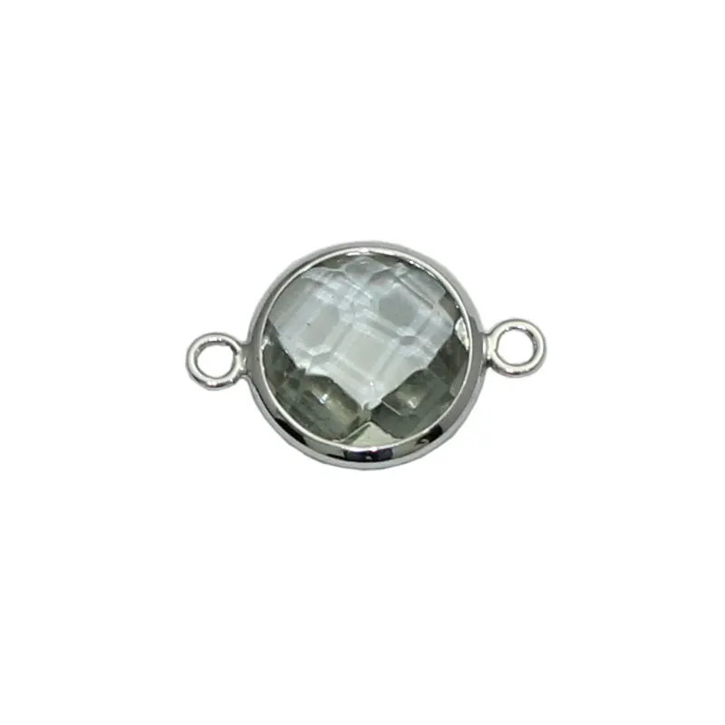 Beadsnice 925 sterling silver connectors gemstone round connector with double loops jewelry making supplier ID 31947