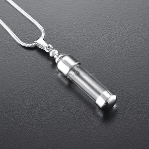 IJD9887 Rvs Glas Cilinder Crematie Urn Keepsake Gedenkteken medaillon ketting houden ashes