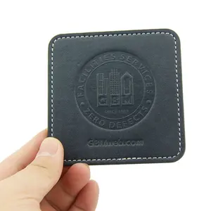 Custom embossed logo promotional gifts PVC PU leather cup coaster for sale