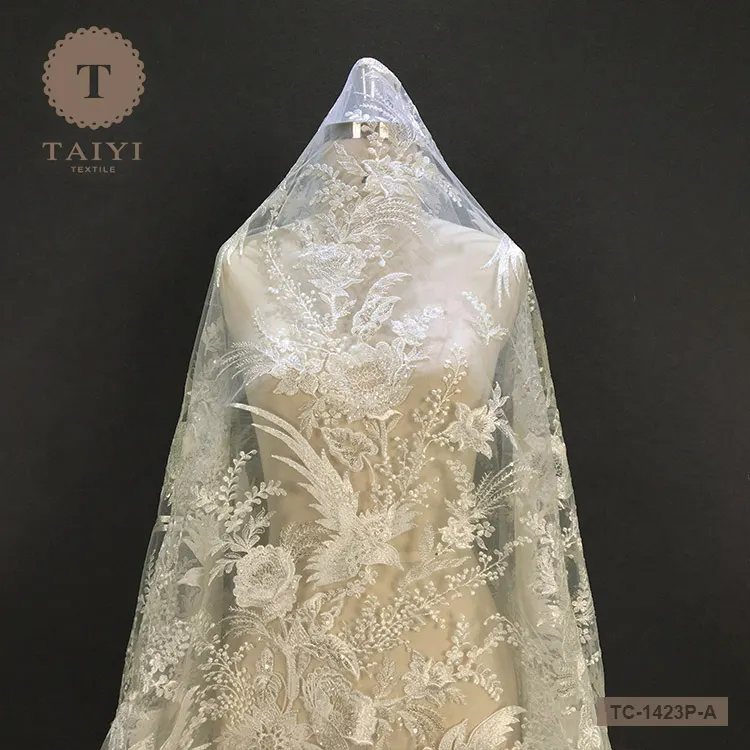 Classical Plain Embroidery Lace Fabric bridal lace
