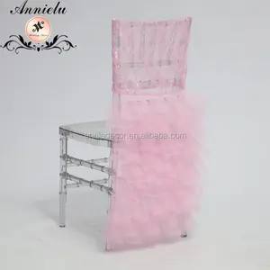 Çin Tedarikçisi Ucuz Fiyat Polyester Kıvırcık Söğüt Şifon Girdap Sandalye Sashes