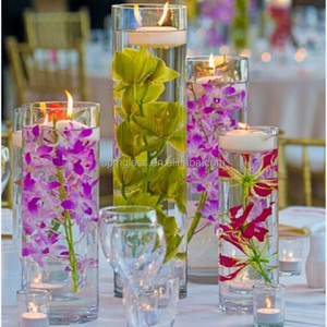 Vaso Cilindrico in Vetro Trasparente <span class=keywords><strong>e</strong></span> Centrotavola per <span class=keywords><strong>Candele</strong></span> <span class=keywords><strong>e</strong></span> Fiori per Matrimoni, Fatto a Mano - Product Image 3