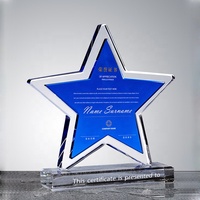 Recuerdo de negocios al por mayor Premios de eventos personalizados Medallas Pentagrama Placa de cristal transparente Trofeo de premio