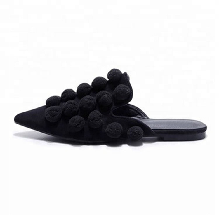 Новые черные женские мокасины на плоской подошве с острым носком, удобные женские туфли-мюли