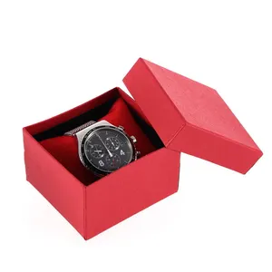 Caja de embalaje de reloj de impresión negra profunda con tapa personalizada y Base, caja de cartón para reloj, caja de embalaje