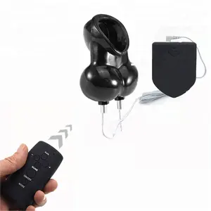 Wireless Remote Control Electro Shock Chastity Cage Penis Ring Sex Toys For Men Scrotum Sleeve Ball Stretcher Cock Ring Cage