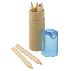 Promosi 6 Buah <span class=keywords><strong>Mini</strong></span> Pensil Warna Di Tabung Kertas dengan Rautan Tutup - Product Image 1