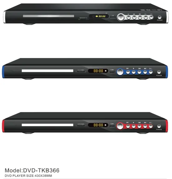 Vendita Calda DVD-TKB366 Full metal lettore DVD di Casa con Telecomando di Controllo Display A LED USB SD HD