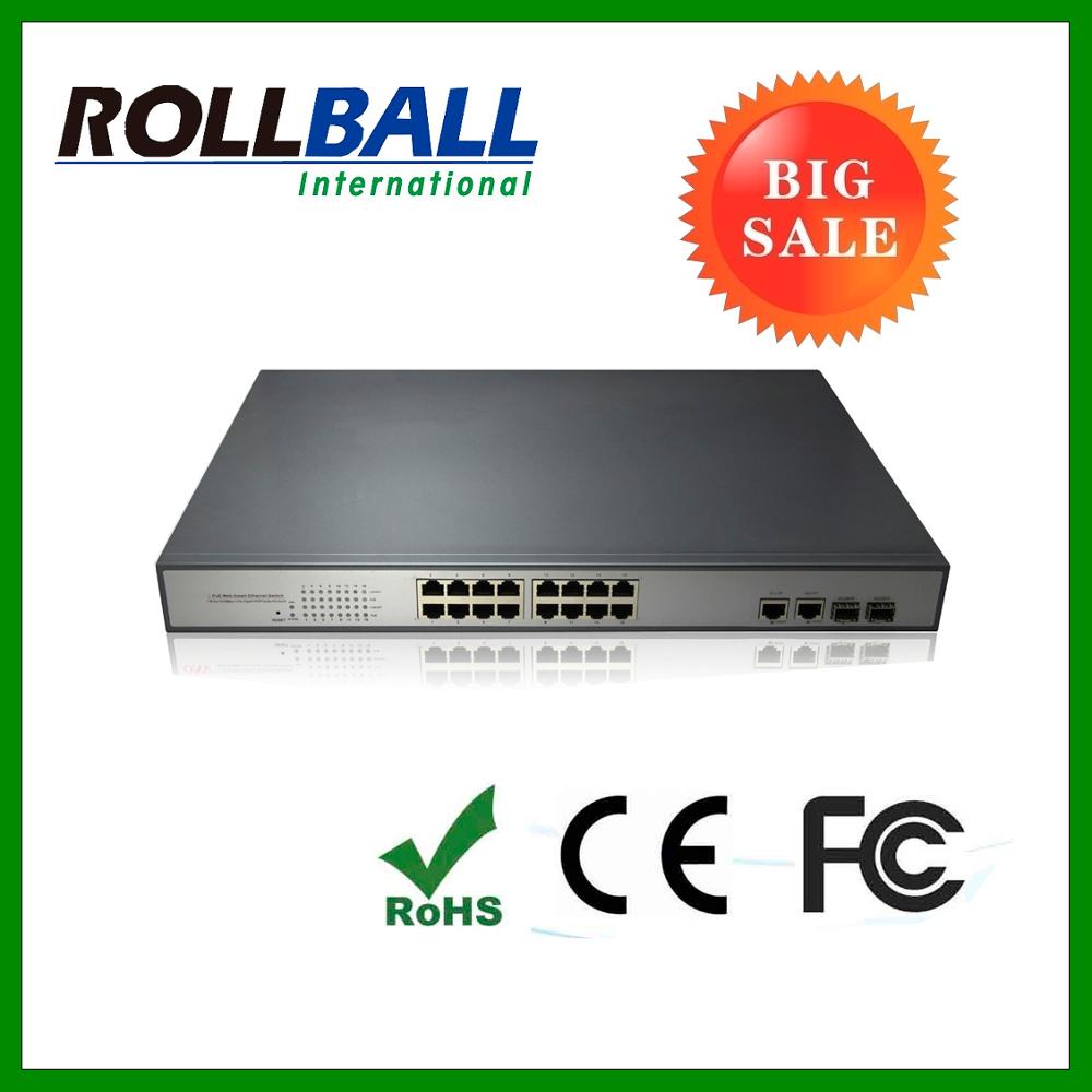 16-портовый гигабитный коммутатор питания через Ethernet управляемый