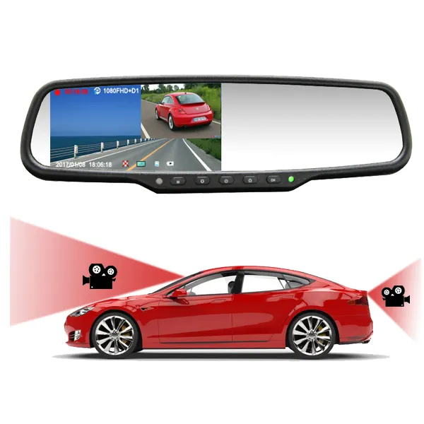 Hidden Camera in Car Mirror,4.5 inch Dual Cameras Car Rear view Mirror Car DVR