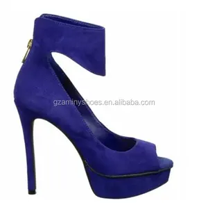 Fashion padlock ankle wrap suede pump shoes women high heel platform dress shoes for lady