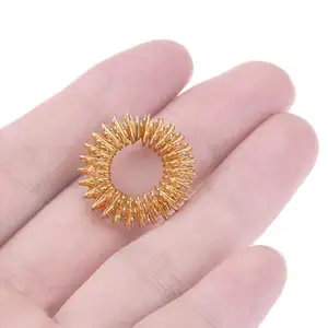 Cincin Sujok Pijat Jari, Cincin Akupunktur, Pijat Tubuh Perawatan Kesehatan, Obat China, Warna Emas