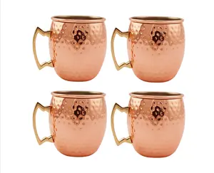 Mug Tembaga Mule Moskow Antik Set Cangkir Minum Cocktail Kopi Berlapis Tembaga