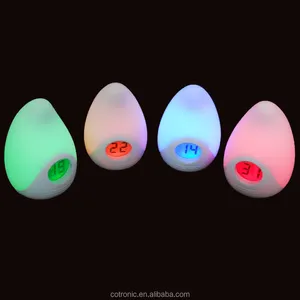 EN71 Approval Water Drop Design Night Light Digital Room Thermometer