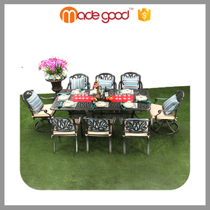 Hiện đại không có thể gập lại hình chữ nhật bảng và 8 ghế nhôm vườn đồ gỗ ngoài trời thiết lập - Product Image 2