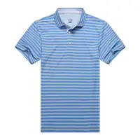 인쇄 파란 줄무늬 건조한 적합 남자의 골프 폴로 t-셔츠
