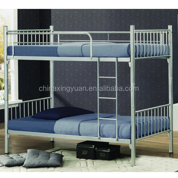 Flat packing adult bunk bed 2 tier metal frame bed with mattress