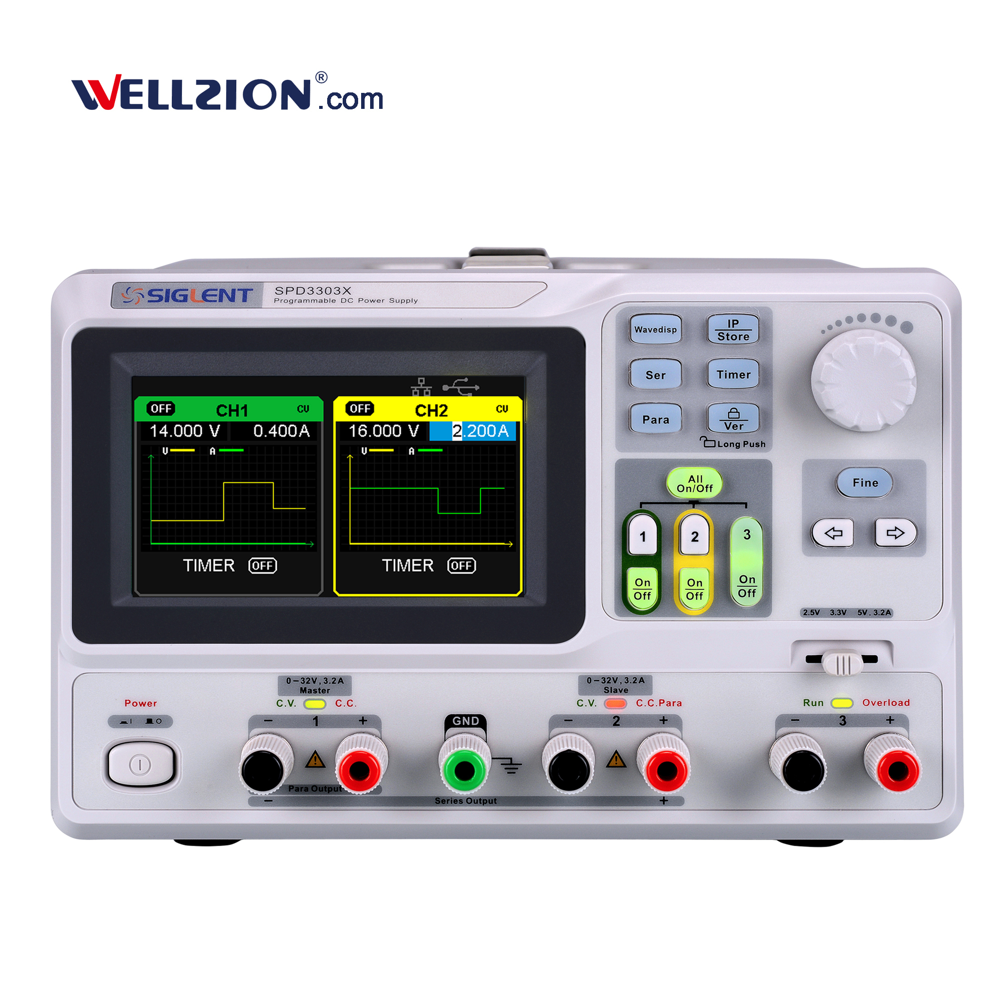 SPD3303X,32V/3A 3 Independent Controlled and Isolated Outputs Programmable Power Supply