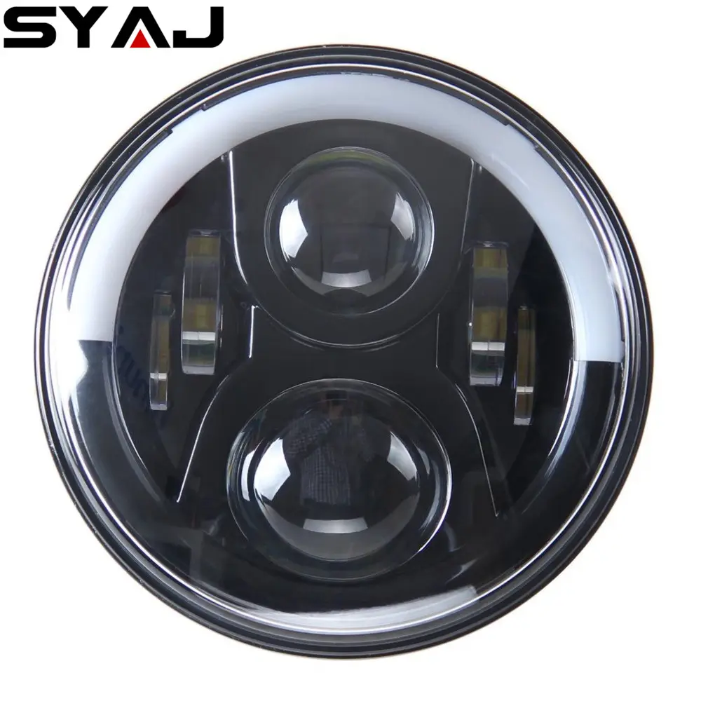 Para jeep 7 pulgadas luz auto del LED con DRL side halo luz de señal alta potencia faros bombillas Ángel ojos faros