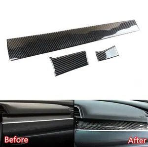 Longgu Car Interior Accessories Carbon Fiber Console Center Dashboard Cover Trim Sticker For Honda Civic 2016/2017